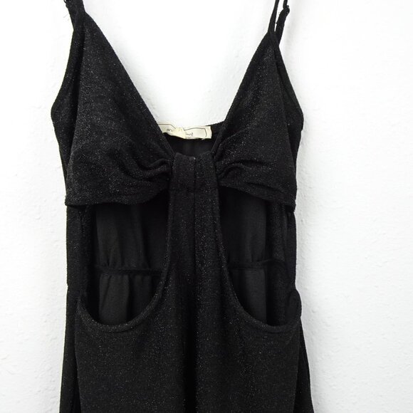 No Comment Jumpsuit Juniors' Size S Black Sparkle Stretch Front Cut Out - Picture 4 of 13